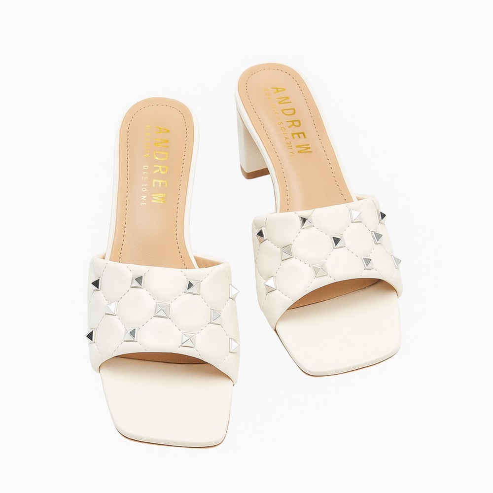 Andrew Stevens White Studded Heels